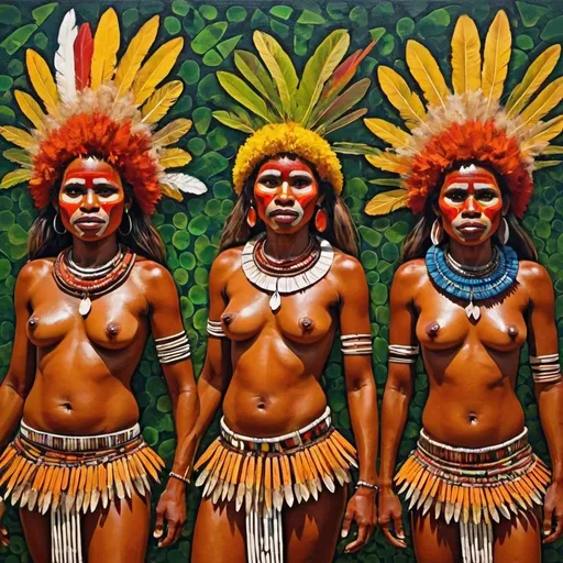 Prompt: Abstract Art of Papua New Guinea women