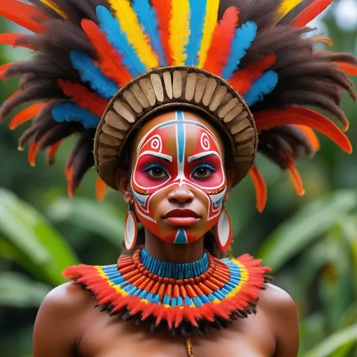 Prompt: Abstract Art of Papua New Guinea beautiful women