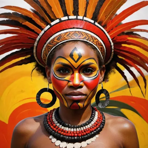 Prompt: Abstract Art of Papua New Guinea beautiful women