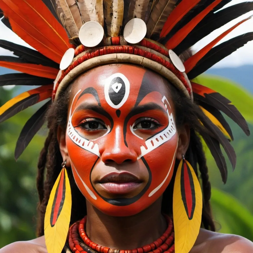 Prompt: Abstract Art of Papua New Guinea beautiful women