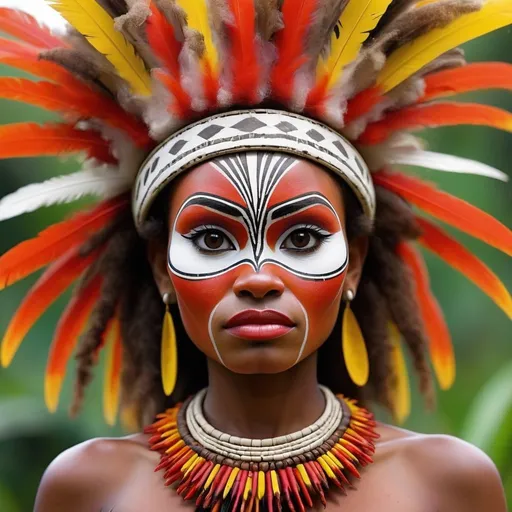 Prompt: Abstract Art of Papua New Guinea beautiful women