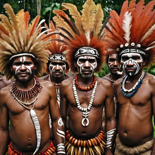 Prompt: Abstract Art of Papua New Guinea men