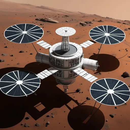 Prompt: A cad drawing of mars space station
