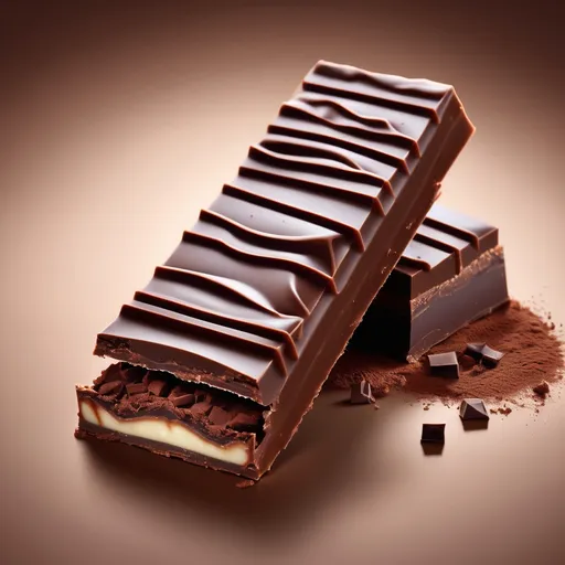 Prompt: A photorealistic image of a delicious dubai's chocolate bar, with a slice cut out showing the inside fillings