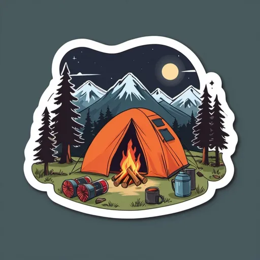 Prompt: camping sticker png