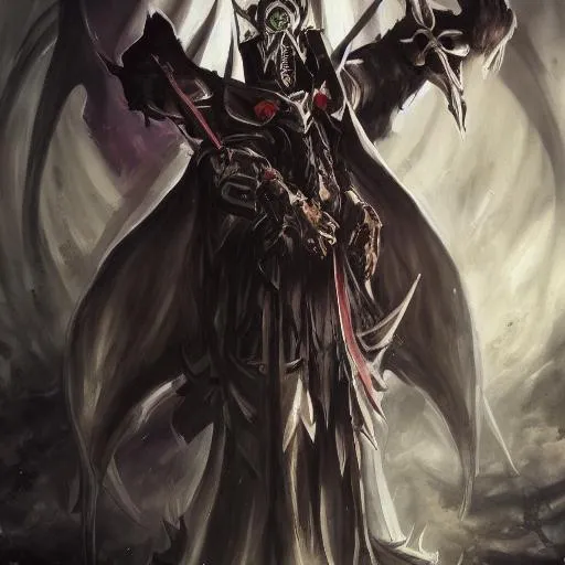 Prompt: overlord anime ainz ooal gown wears daedric armor and casts the ultimate spell, oil painting!!!, runes, overlord!!!, magic, dark, gloomy, portrait, character portrait, concept art, symmetrical, 4 k, macro detail, realistic shadows, bloom, cosplay, anime, dviant art