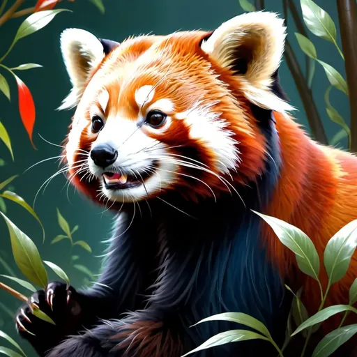 Prompt: Create a beautiful detailed picture of a red panda, radiant light, art nouveau, intricate, elegant, highly detailed, digital painting, artstation, concept art, smooth, sharp focus, illustration, art by artgerm, greg rutkowski and alphonse mucha 