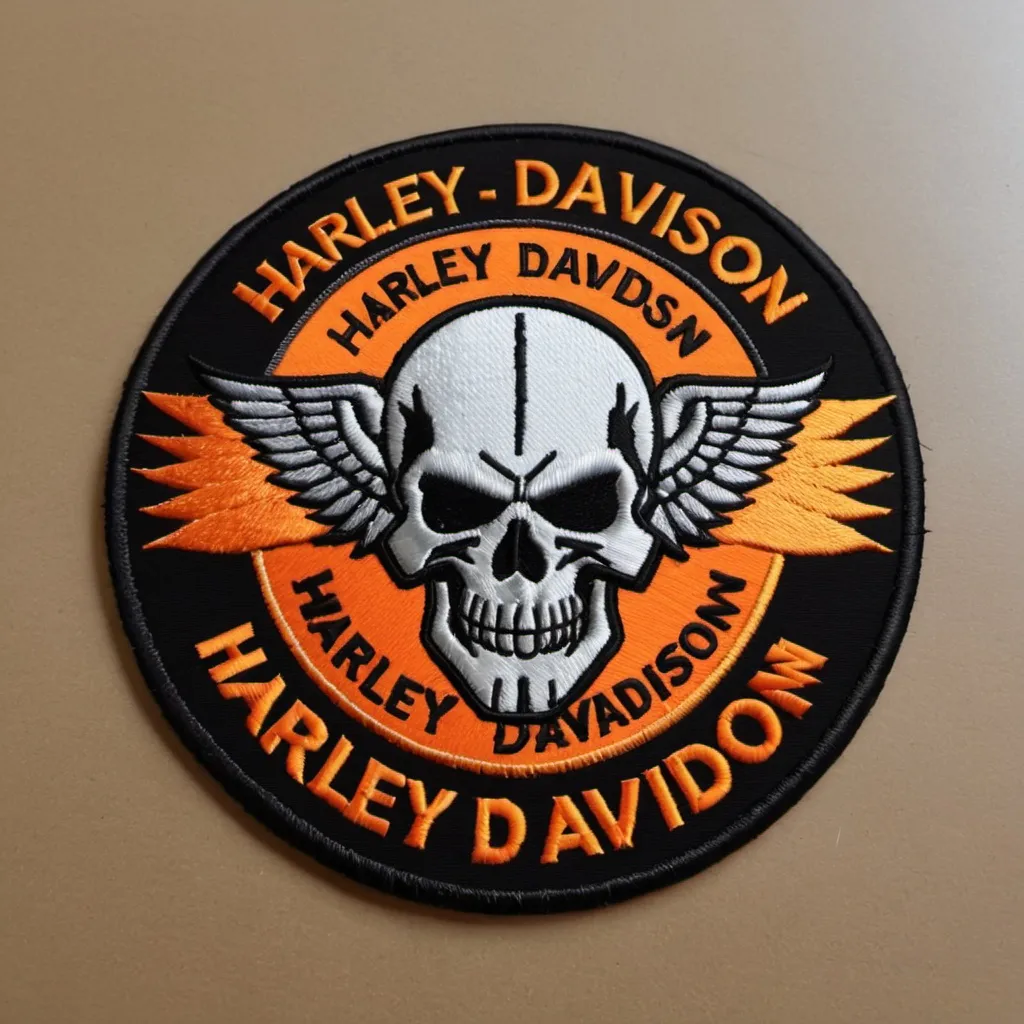 Prompt: Harley Davidson embroidery patch
