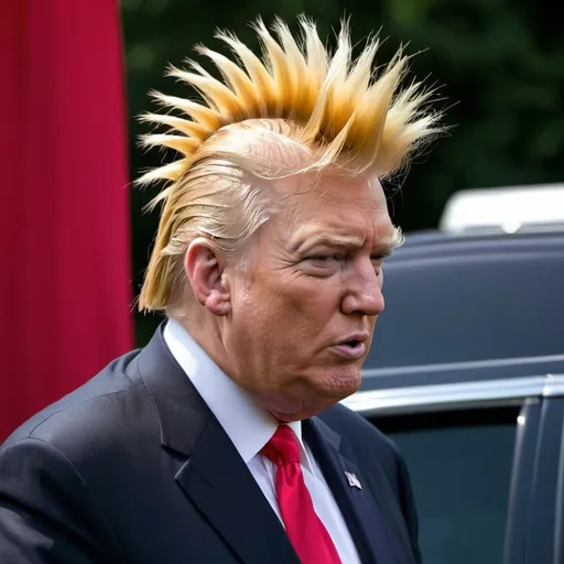 Prompt: Donald trump has a mohawk