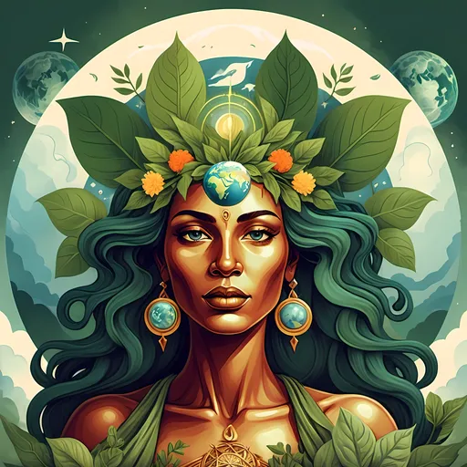 Prompt: Ilustration of godess mother earth

