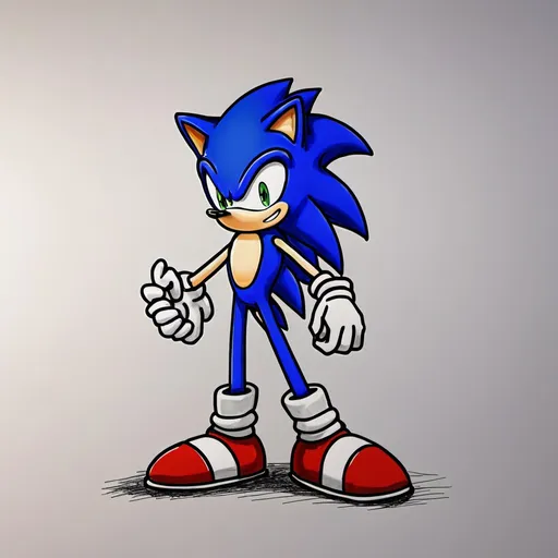 Prompt: Draw sonic and a certain man standing 