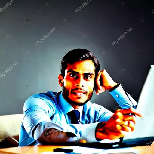 Prompt: A handsome Tax Consultant Looking at the screen and while working.
