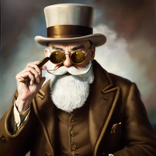 Prompt: Classic oil painting of Monopoly Man, vintage styling, rich and warm color tones, detailed facial features, distinguished moustache and monocle, luxurious fabric textures, opulent gold accents, high quality, classic, vintage, rich color tones, detailed facial features, opulent, oil painting, warm lighting