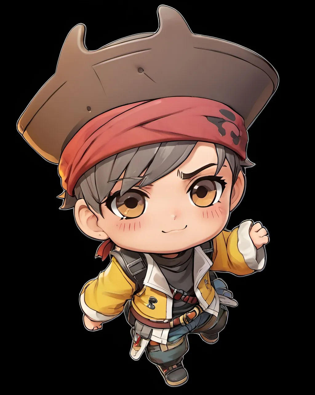 Prompt: apex legends,cel anime,Full body, kawaii, chibi,boy,standing,Pirate Hat,apex legends
