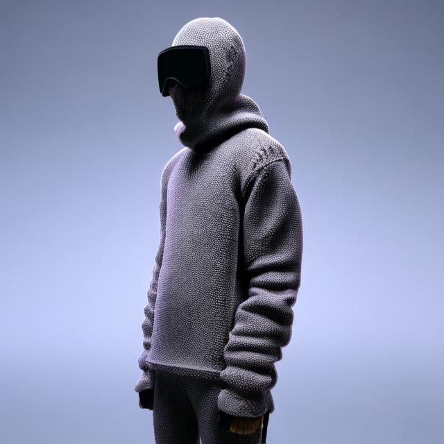 Prompt: Generate ski mask made out of cotton vintage style yeezy influence x playboicarti x telsla truck black elite, Abstract Architecture with minimalistic but paradoxically clean, music video aesthetic 3D Rendered in Unreal Engine 5.5