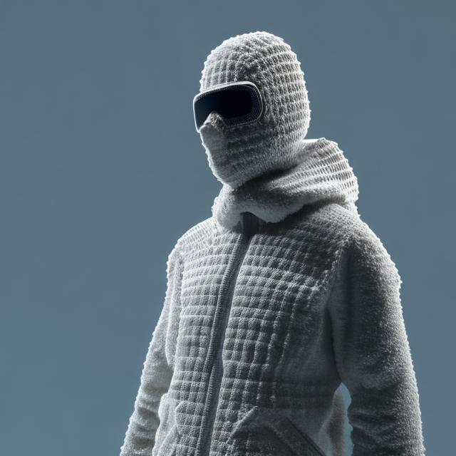 Prompt: Generate ski mask made out of cotton vintage style yeezy influence x playboicarti x telsla truck black elite, Abstract Architecture with minimalistic but paradoxically clean, music video aesthetic 3D Rendered in Unreal Engine 5.5