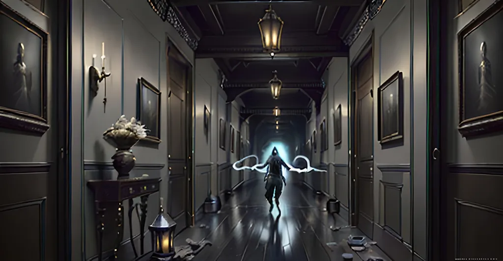 Prompt: Digital art of a hallway, ghosts of ancestors, Sleight of hand,  hyperrealistic, super detailed, 8k, high quality, trending art, trending on artstation, sharp focus, studio photo, intricate details, highly detailed, by greg rutkowski