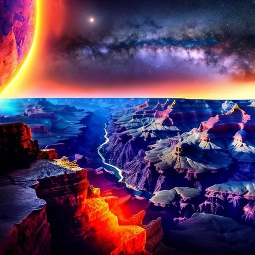 Prompt: a grand canyon but in space 
