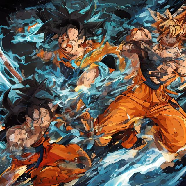 Prompt:  goku fighting a monster