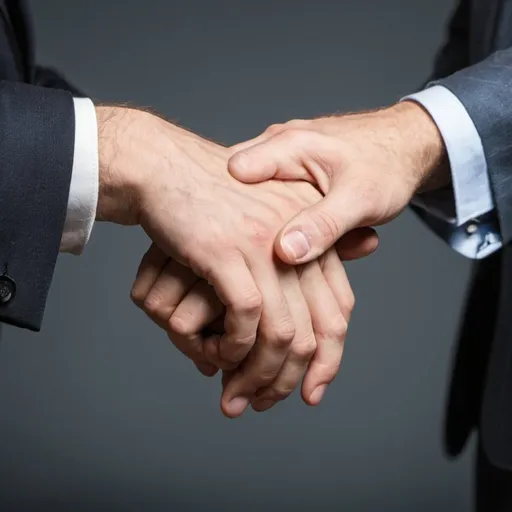 Prompt: due uomini di affari si stringono la mano destra