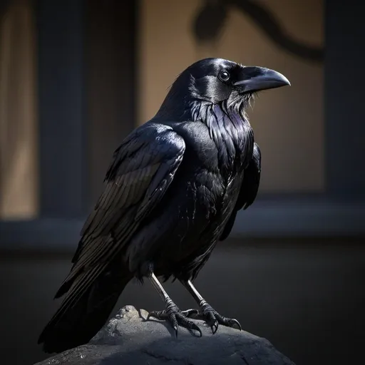 Prompt: raven in contrast with light and darkness.
