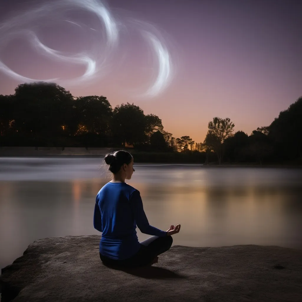 Prompt: Meditation, captured with long exposure photography Nikon D850 DSLR camera f/4. ISO 200