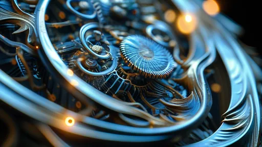 Prompt: A surreal close-up macro shot reveals a mesmerizing tableau of interlocking gears, their polished metal surfaces glinting under an ethereal glow. As the gears turn rhythmically, minute sparks of vibrant light dance along their edges, illuminating the cool blue shadows that play across the scene. The intricate design showcases an organic mechanical fusion, where twisted vines and delicate leaves intertwine with the machinery, creating a harmonious blend of nature and industry. A soft fog envelops the gears, adding an air of mystery and depth to this cinematic industrial dreamscape, inviting the viewer to lose themselves in the vibrant hues and surreal forms.