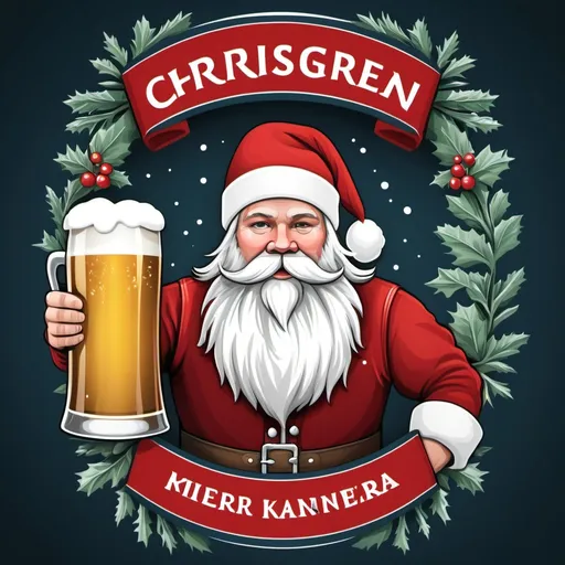 Prompt: create an image that can be used as a beer label. Image must contain a traditional Norwegian Christmas