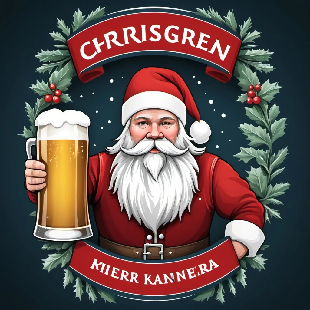 Prompt: create an image that can be used as a beer label. Image must contain a traditional Norwegian Christmas