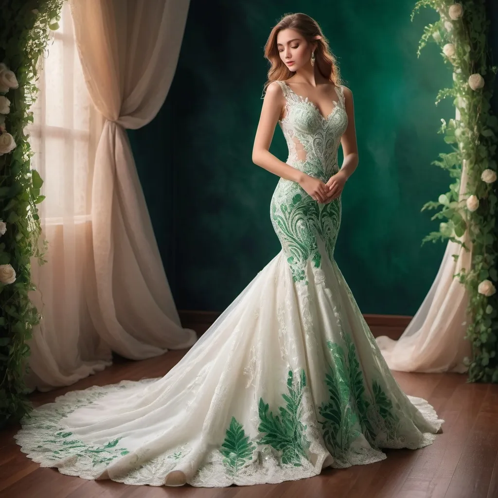 woman in a white mermaid wedding dress that has emer