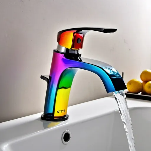 Prompt: 
make a faucet that flows a lot of colored and beautiful water in the stiyle fantastic 