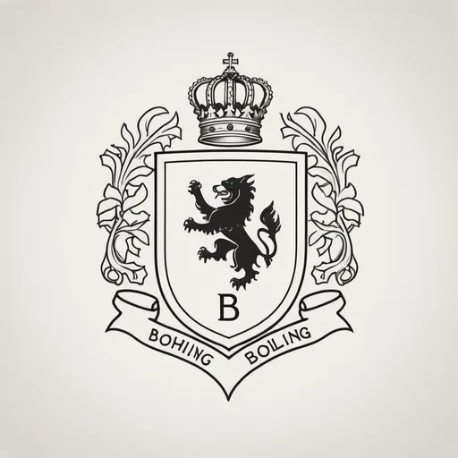 Prompt: a minimalistic line drawing of a family crest with last name 'BOHLING'