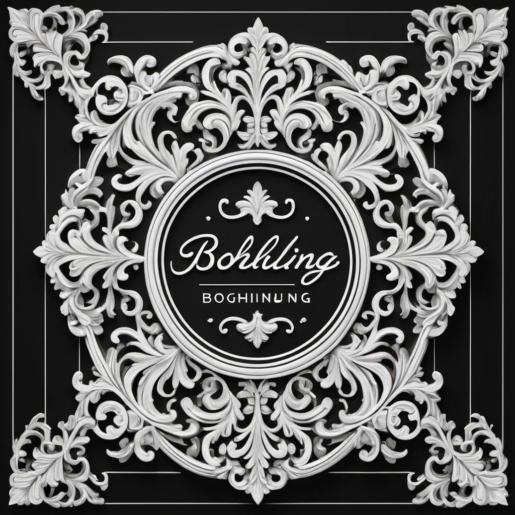 Prompt: a line drawing of a plaque with last name 'BOHLING'