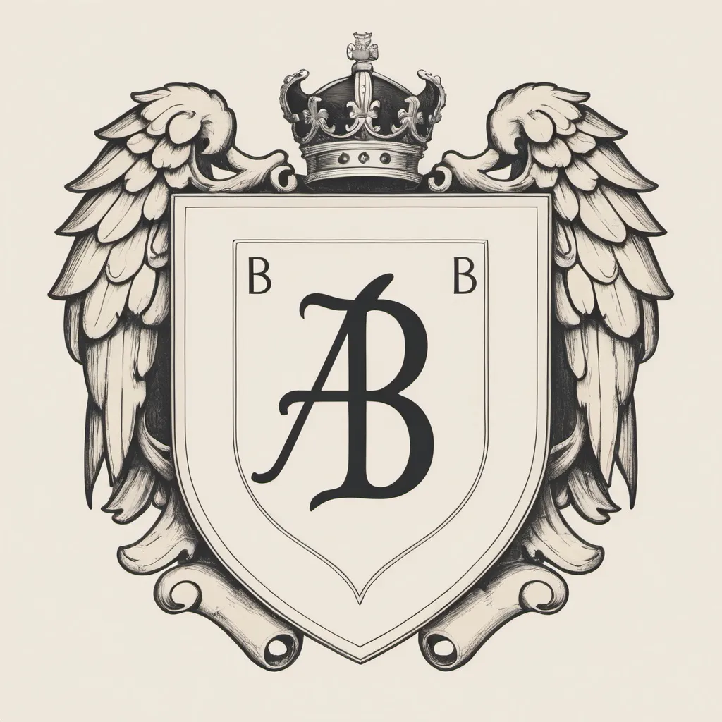 Prompt: a minimalistic line drawing of a coat of arms with a 'B'