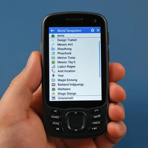 Prompt: Een compacte digitale zakcomputer wereld taal vertaler 
 