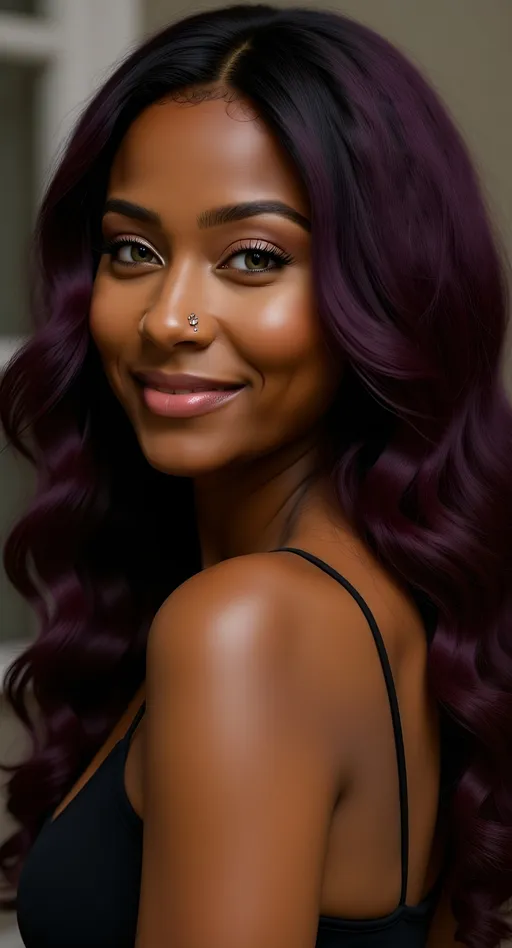 Prompt: Photorealistic photo. Looking over her shoulder. 

Maintain the exact face, expression, hair, and outfit