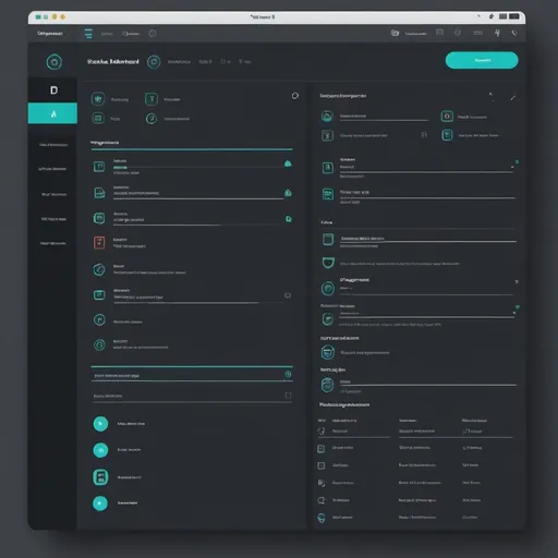 Prompt: "Create a modern, sleek user interface for a maintenance management system. The design should feature a dark mode theme with vibrant accent colors. The main menu is minimalistic with options like 'File', 'Maintenance', 'Equipment', 'Reports', 'Settings', and 'Help'. A sidebar on the left contains icons for navigation, such as 'Equipment List', 'Add Equipment', 'Schedule Maintenance', and 'Maintenance History'. The central workspace should have a clean, uncluttered layout for displaying data and forms. The toolbar at the top includes buttons for 'New', 'Save', and 'Delete', styled with flat icons. At the bottom, there’s a status bar with a modern font displaying current operations. The overall design should be intuitive and user-friendly, with smooth transitions and a focus on usability."
