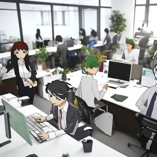 Prompt: Create animae office workers during Christmas