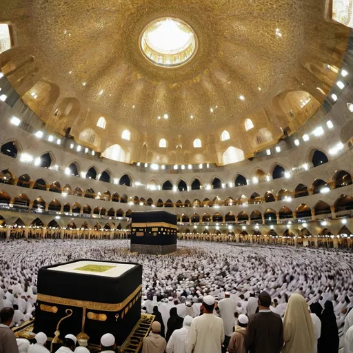 Prompt: "Step into the heart of Islam with a mesmerizing journey to the Kaaba. Show the world the spiritual center of Mecca, where millions of pilgrims converge in unity and devotion. Capture the awe-inspiring architecture, the rituals of Tawaf, and the deep significance of this sacred site. Let your video illuminate the beauty, history, and spiritual essence of the Kaaba, inviting viewers to experience its profound significance firsthand."