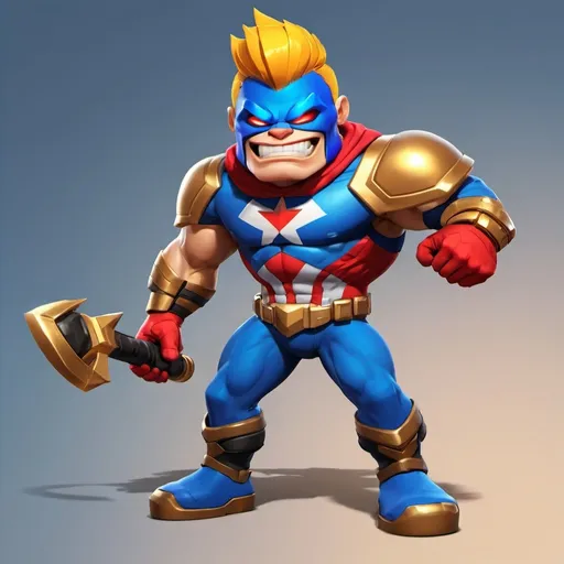 Prompt: Grom from Brawlstar's superhero skin