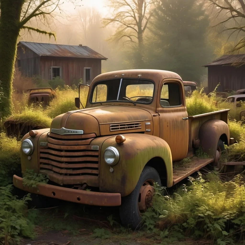 Prompt: Forgotten truck parking