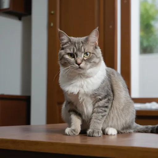 Prompt: a cat is itting on the table