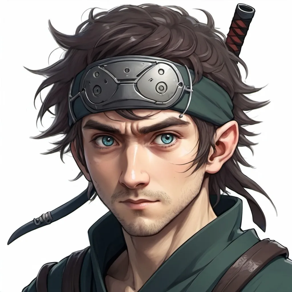 Prompt: an hybrid technological and ninja hobbit portrait anime style