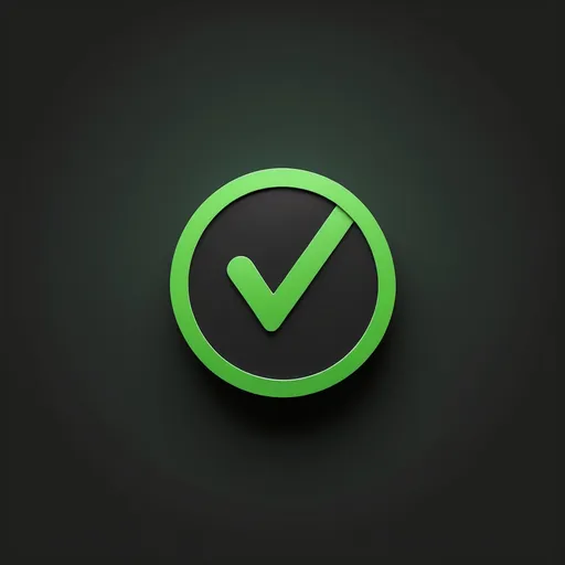 Prompt: a green tick symbol on a black background with a green tick symbol in the center of the image and a black background with a green tick symbol in the middle, Andries Stock, postminimalism, iso 200, a screenshot