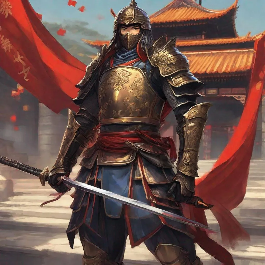 Prompt: A chinese medieval man in medieval chinese soldier armor and helmet. He wields a spear. in background a chinese castle. wuxia art. Rpg art. 2d art. 2d. well draw face. Detailed. Dynamic pose.by artist "anime", Anime Key Visual, Japanese Manga, Pixiv, Zerochan, Anime art, Fantia