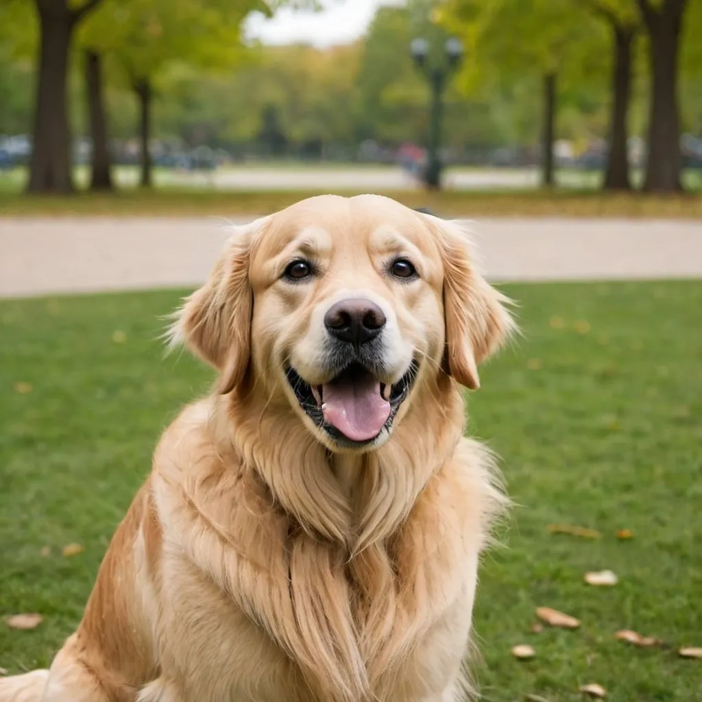 Prompt: golden retriever at the park