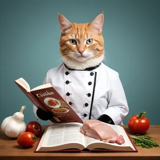 Prompt: make a book cover image for recipes containing cat as the primary ingredient. It is a joke for a friend. a play on recipes for cats, inverted. make it look genuinely like a recipe book normally would as you might for chicken, meat etc
