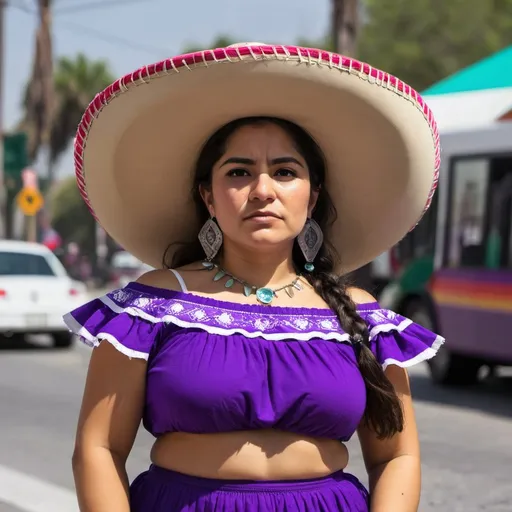 Prompt: A Mexican woman 👏💜