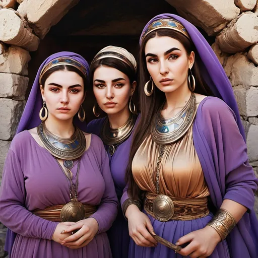 Prompt: Ancient women of Karakum 💜✨️