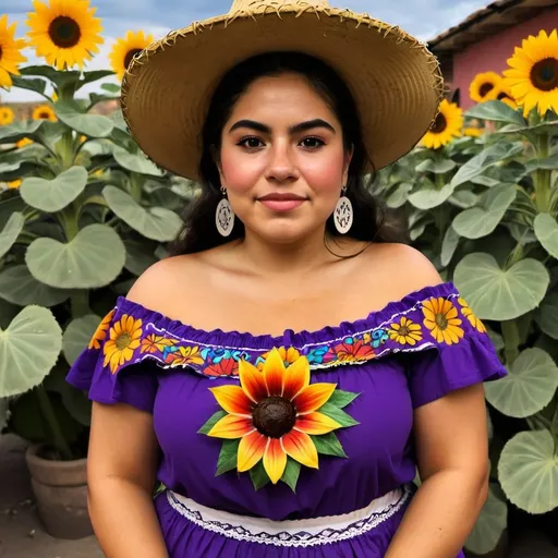 Prompt: A Mexican woman 👏💜🌻